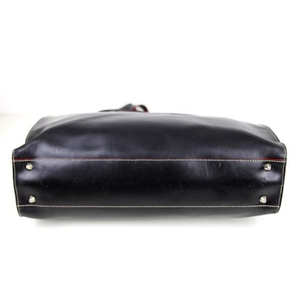 LODIS BLACK RED TRIM GENUINE LEATHER LAPTOP BUSINESS TOTE ORGANIZER SHOULDER BAG - Picture 6 of 16